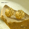 Stainless Steel 18K Gold Electroplated Round Pleated Textured Earrings