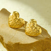 Stainless Steel 18K Gold Electroplated Round Pleated Textured Earrings