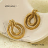Stainless Steel 18K Gold Electroplated Striped Women's Earrings Retro Style
