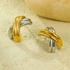 Stainless Steel 18K Gold Electroplated Xshaped Texture Women's Earrings