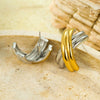 Stainless Steel 18K Gold Electroplated Xshaped Texture Women's Earrings