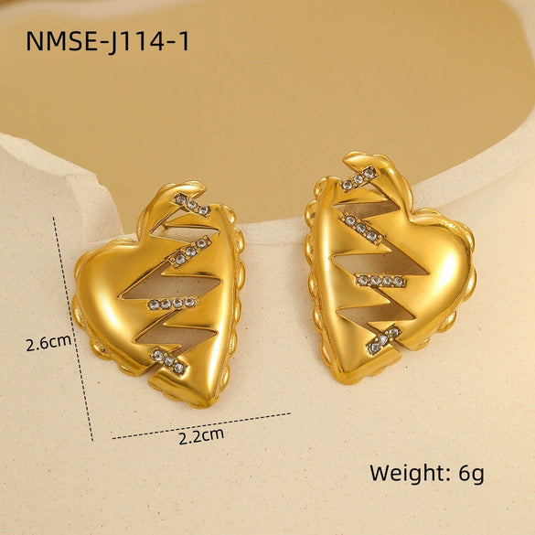 Stainless Steel 18K Gold Geometric Love Design Electroplated Diamond Necklace Fashion Women's Jewelry