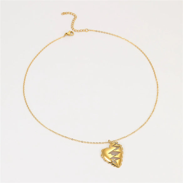 Stainless Steel 18K Gold Geometric Love Design Electroplated Diamond Necklace Fashion Women's Jewelry