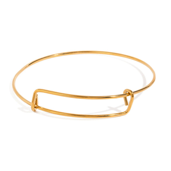 Stainless Steel 18K Gold Plated Adjustable Bracelet For Women Quiet Design Minimalist Style