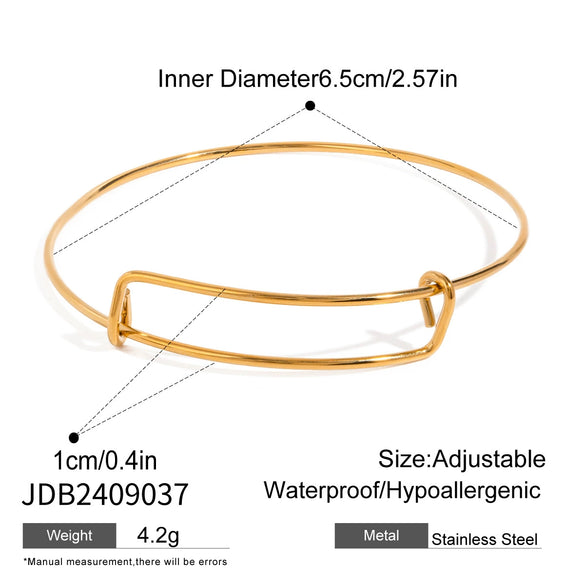 Stainless Steel 18K Gold Plated Adjustable Bracelet For Women Quiet Design Minimalist Style