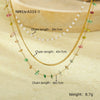 Stainless Steel 18K Gold Plated Clavicle Necklace With Multichain And Pearl Colorful Gravel