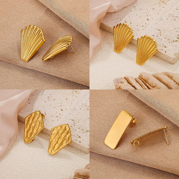Stainless Steel 18K Gold Plated Electroplated Fish Pattern Diy Earrings Making Supplies Jewelry Accessories