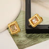 Stainless Steel 18K Gold Plated Electroplated Geometric Square Pendant For Diy Earrings With Inlaid Zircon