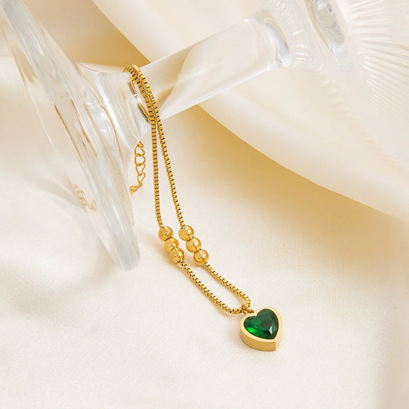 Stainless Steel 18K Gold Plated Heart Shape Ornament Simple Retro Women's Anklet
