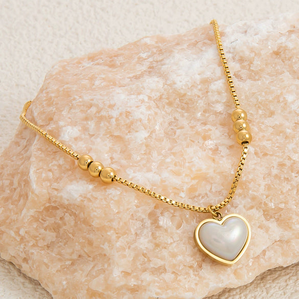 Stainless Steel 18K Gold Plated Heart Shape Ornament Simple Retro Women's Anklet