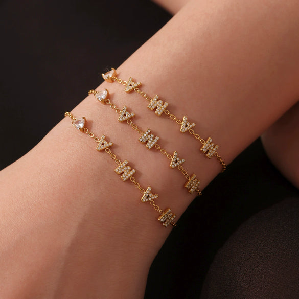 316L Stainless Steel 18K Gold Plated Heart Zircon Necklace And Bracelet Set Electroplated Fashion Jewelry