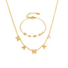 316L Stainless Steel 18K Gold Plated Heart Zircon Necklace And Bracelet Set Electroplated Fashion Jewelry
