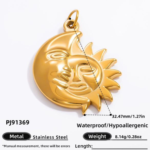 Stainless Steel 18K Gold Plated Jewelry Accessories Sun Love Pendant Bracelet Necklace Handmade