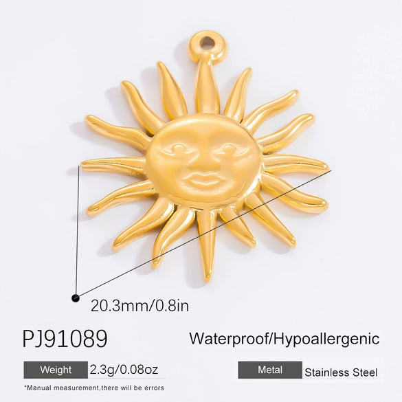 Stainless Steel 18K Gold Plated Jewelry Accessories Sun Love Pendant Bracelet Necklace Handmade