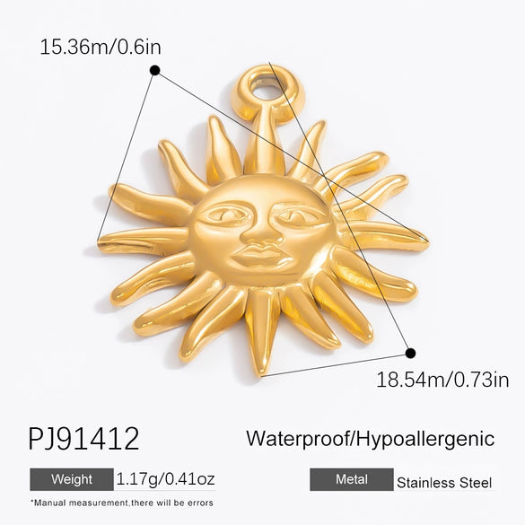 Stainless Steel 18K Gold Plated Jewelry Accessories Sun Love Pendant Bracelet Necklace Handmade