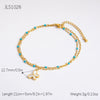 Stainless Steel 18K Gold Plated Life Tree Turquoise Zircon Pearl Anklet For Women