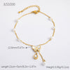 Stainless Steel 18K Gold Plated Life Tree Turquoise Zircon Pearl Anklet For Women