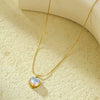 Stainless Steel 18K Gold Plated Moonstone Necklace For Women Simple Versatile Love Style