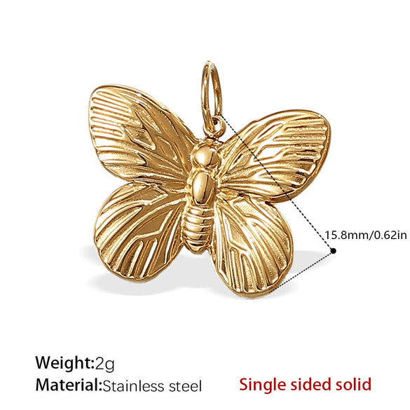 316L Stainless Steel 18K Gold Plated Pendant Jewelry Butterfly Flower Leaf Shape