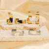 Stainless Steel 18K Gold Plated Rectangular Earrings With Heart Shaped Fritillary Inlay Electroplated