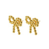 316L Stainless Steel 18K Gold Plated Round Bead Bow Earrings Jewelry