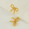 316L Stainless Steel 18K Gold Plated Round Bead Bow Earrings Jewelry