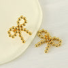 316L Stainless Steel 18K Gold Plated Round Bead Bow Earrings Jewelry
