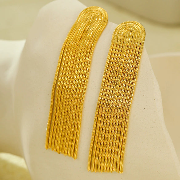 Stainless Steel 18K Gold Plated Vintage Tassel Earrings For Women Electroplated