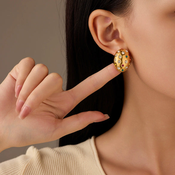 Stainless Steel 18K Gold Plated Women's Drop Earrings Jewelry