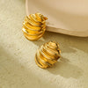 Stainless Steel 18K Gold Round Pleated Texture Electroplated Women's Joker Style Earrings