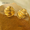 Stainless Steel 18K Gold Round Pleated Texture Electroplated Women's Joker Style Earrings