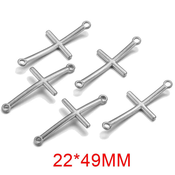 Stainless Steel 18K Gold Vacuum Plated Arc Cross Pendant Jewelry Making For Diy Bracelet And Necklace