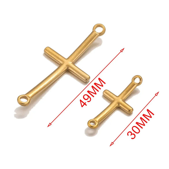 Stainless Steel 18K Gold Vacuum Plated Arc Cross Pendant Jewelry Making For Diy Bracelet And Necklace