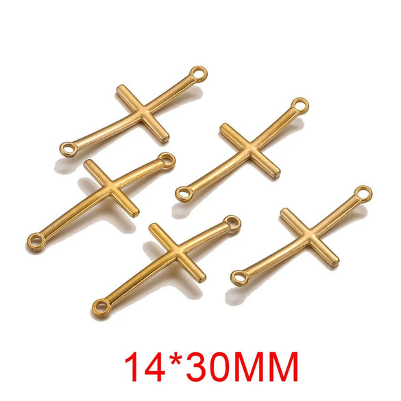 Stainless Steel 18K Gold Vacuum Plated Arc Cross Pendant Jewelry Making For Diy Bracelet And Necklace
