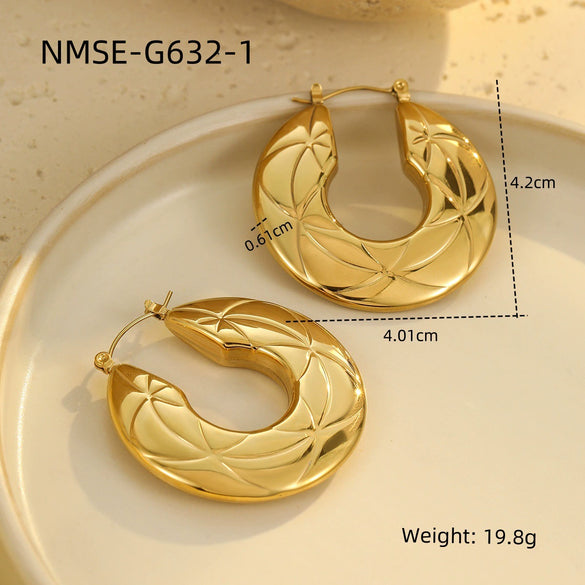 Stainless Steel 18K Gold Vintage Style U Shape Electroplating Women's Earrings
