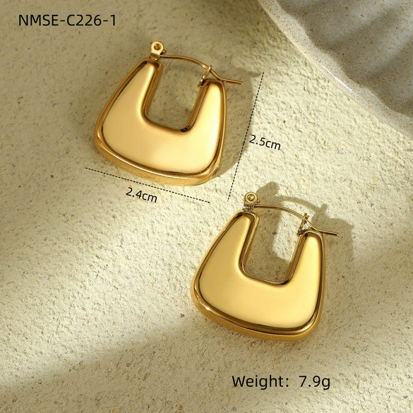 Stainless Steel 18K Gold Vintage Style U Shape Electroplating Women's Earrings