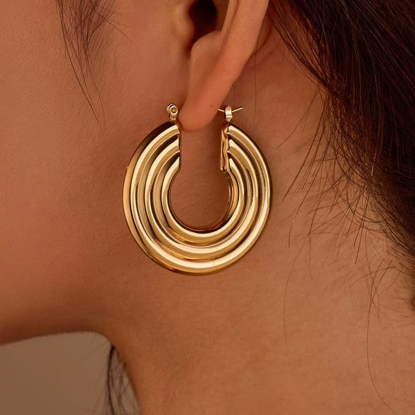 Stainless Steel 18K Gold Vintage Style U Shape Electroplating Women's Earrings