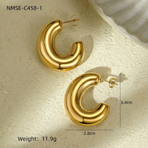 Stainless Steel 18K Gold Vintage Style U Shape Electroplating Women's Earrings