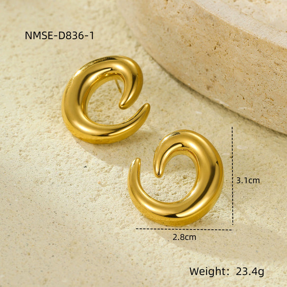 Stainless Steel 18K Gold Vintage Style U Shape Electroplating Women's Earrings