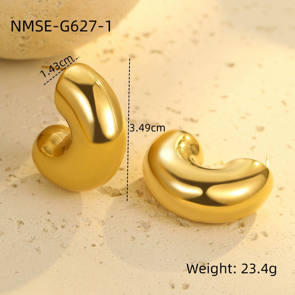 Stainless Steel 18K Gold Vintage Style U Shape Electroplating Women's Earrings