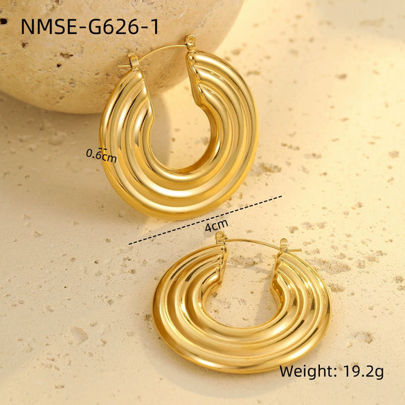 Stainless Steel 18K Gold Vintage Style U Shape Electroplating Women's Earrings