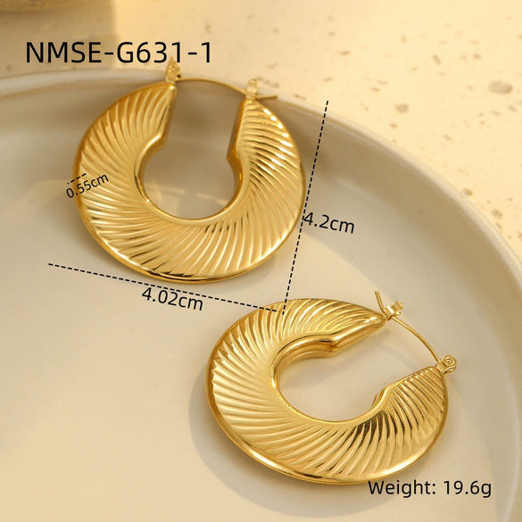 Stainless Steel 18K Gold Vintage Style U Shape Electroplating Women's Earrings