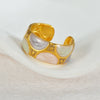 Stainless Steel 18K Goldplated Enamel Geometric Oil Dripping Ring