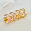 Stainless Steel 18K Goldplated Enamel Geometric Oil Dripping Ring