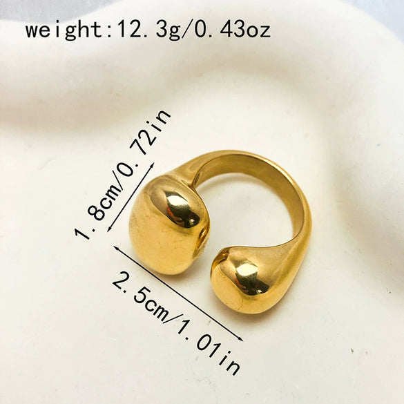Stainless Steel 18K Goldplated Geometric Open Doubleended Ring Hand Jewelry