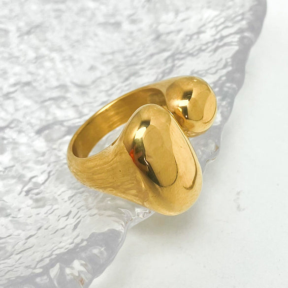 Stainless Steel 18K Goldplated Geometric Open Doubleended Ring Hand Jewelry