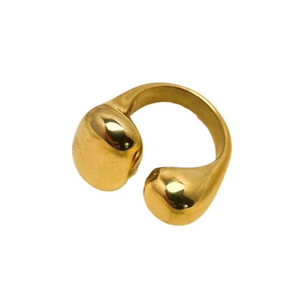 Stainless Steel 18K Goldplated Geometric Open Doubleended Ring Hand Jewelry