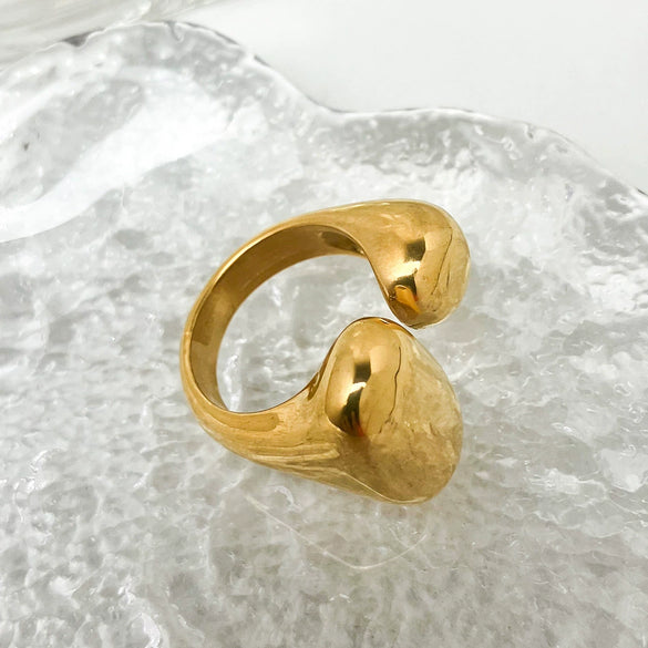 Stainless Steel 18K Goldplated Geometric Open Doubleended Ring Hand Jewelry