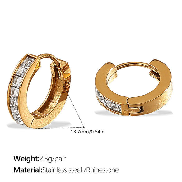 316L Stainless Steel 18K Goldplated Rhinestone Inlaid Earrings Electroplated Fashion Style For Women