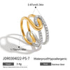 Stainless Steel 18K Goldplated Stacking Ring With Diamonds And Ushaped Design For Women
